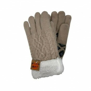 婦人用手袋 ケーブル×ヒョウ柄 5指 ベージュ/BE2 003370219【メーカー直送：代金引換不可：同梱不可】【北海道・沖縄・離島は配達不可】