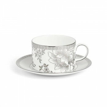 (B) Wedgwood　ウェッジウッド 　シルバートンキン ティーカップ＆ソーサー　1080927【メーカー直送：代金引換不可：同梱不可】【北海道・沖縄・離島は配達不可】