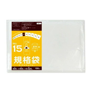 ECO TAI　エコ袋　No.15　規格袋 FBB-15 透明 100枚×30冊【メーカー直送：代金引換...
