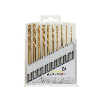 H＆H　六角軸チタンドリルセット　10PC　HTD-10　350253【メーカー直送：代金引換不可：同梱不可】【北海道・沖縄・離島は配達不可】
