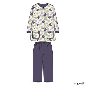Cotton - ギャルソンヌ　レディスパジャマ　綿100％　天竺　桔梗柄　前開き　7分丈　パープル　161016　Mサイズ【メーカー直送：代金引換不可：同梱不可】【北海道・沖縄・離島は配達不可】