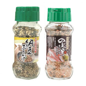 ※パッケージ、デザイン等は予告なく変更される場合があります。※画像はイメージです。商品タイトルと一致しない場合があります。あたたかいご飯におむすび、お弁当にふりかけて、お召し上がりください。【納豆ふりかけ】納豆の粘り・風味をいかしたふりかけです。FD納豆を使用し、鰹・胡麻・海苔で風味を高めています。【のどぐろ煮付風味ふりかけ】のどぐろ(アカムツ)を使用し、煮付け風味のふりかけにしました。内容量納豆ふりかけ(85g)・のどぐろ煮付風味ふりかけ(85g)×各15個サイズ個装サイズ：34.8×17.2×43.5cm重量個装重量：12000g仕様賞味期間：製造日より360日生産国日本広告文責:株式会社ホームセンターセブンTEL:0978-33-2811※パッケージ、デザイン等は予告なく変更される場合があります。※画像はイメージです。商品タイトルと一致しない場合があります。栄養成分栄養成分表(100g当たり)【納豆ふりかけ】熱量:427kcal、たんぱく質:23g、脂質:19g、炭水化物:40g、食塩相当量:10.6g【のどぐろ煮付風味ふりかけ】熱量:399kcal、たんぱく質:17.1g、脂質:10.1g、炭水化物:59.9g、食塩相当量:8.4g原材料名称：ふりかけ【納豆ふりかけ】炒りごま(国内製造)、納豆、でん粉、食塩、砂糖、ぶどう糖、鰹節粉末、発酵調味料、鰹削り節、のり、あおさ、蛋白加水分解物、デキストリン、ナンプラー、粉末醤油、かつおエキス粉末、醤油、鰹節エキス、酵母エキス、野菜エキス、魚介エキス/加工でん粉、酸化防止剤(V.E)、(一部に小麦・大豆・豚肉・ゼラチン・ごまを含む)【のどぐろ煮付風味ふりかけ】炒りごま(国内製造)、ぶどう糖、ポテトフレーク、でん粉、粒状大豆たん白、砂糖、アカムツ、かつお風味顆粒(乳糖、食塩、鰹節粉末、砂糖、その他)、食塩、醤油、のり、発酵調味料、鰹節粉末、粉末醤油、乾燥ネギ、デキストリン、乾燥おから、トマトパウダー、香辛料、野菜エキスパウダー/加工でん粉、調味料(アミノ酸等)、着色料(カラメル、カロチノイド、ラック)、貝Ca、甘味料(カンゾウ、ステビア、アセスルファムK)、(一部に乳成分・小麦・さば・大豆・ごまを含む)アレルギー表示乳、小麦、ごま、さば、大豆、豚肉、ゼラチン（原材料の一部に含んでいます）保存方法直射日光などの高温や多湿を避けて、保存してください。製造（販売）者情報製造者:株式会社みなり広島県東広島市河内町下河内636fk094igrjs