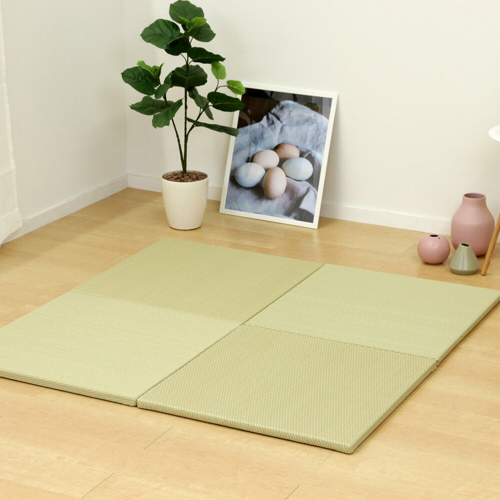 水拭きできる い草風小型置き畳 彩模様(白麗) グリーン サイズ65×65×2.5cm 1枚 萩原 [ごろ寝 プレイマット 床キズ防止 抗カビ 消臭 軽量]のサムネイル