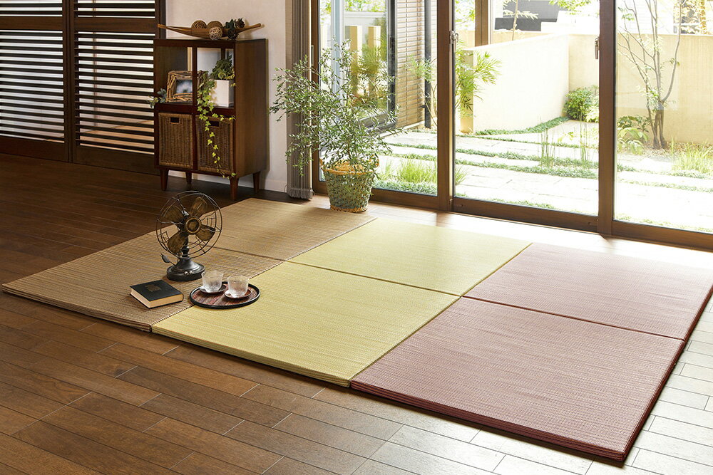 カラーの選べる軽量置き畳 綾川 同色6枚セット ナチュラル サイズ82×82×2.5cm 萩原 [洋室 和室 抗カビ 消臭 軽量 すべり止め]