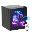 HCK ゲーミング冷蔵庫 48L 【リモコン付】ドリンク用 RGB LEDネオン 透明ガラスドア おしゃれ 大容量 右開き 1ドア 静音 省エネ 保冷保温庫 バー 寝室 寮 カフェ レストラン ホテル SC-46CTA Pro(2)