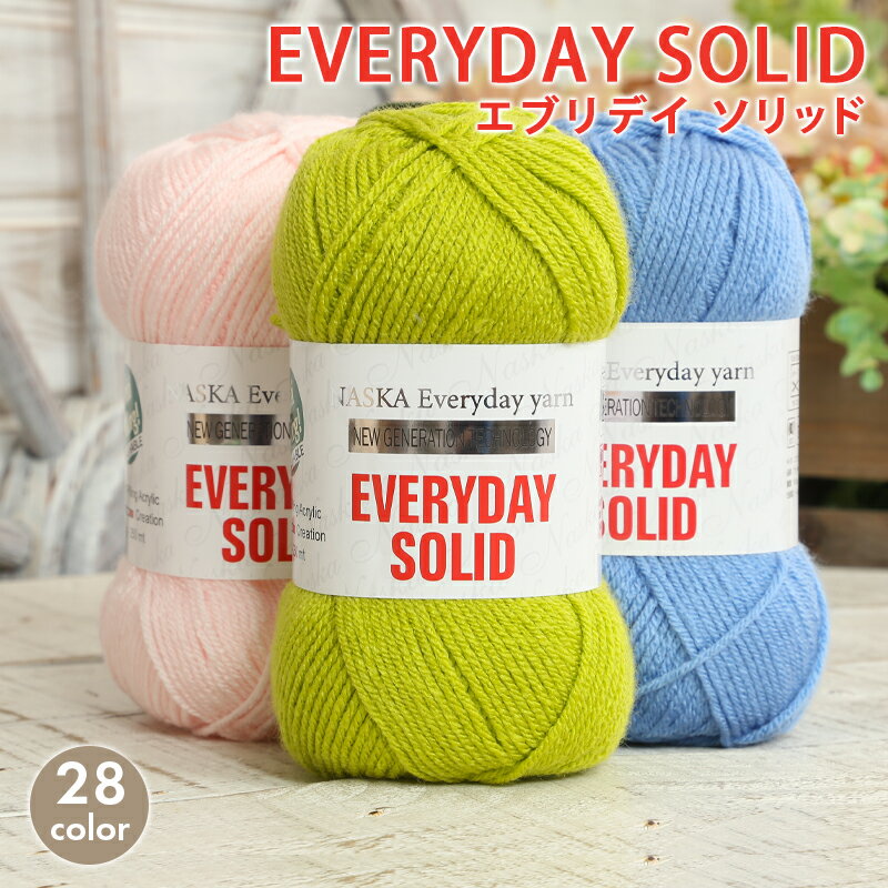 【11/25は当店ポイント10倍！】毛糸 並太 内藤商事 NASKA エブリデイ ソリッド 秋冬毛糸 アクリル トルコ製 かぎ針 棒針 ニット 手編み 編み物 レディース 手芸 ハンドメイド 靴下 帽子 マフラー スヌード ストール セーター ベストのサムネイル