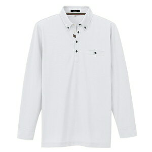 アイトス 部屋干しボタンダウン長袖ポロシャツ（男女兼用） カラー：ホワイト サイズ：5L （ヘヤボシボタンダウンナガソ） ［7665ー001］