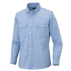 アイトス メンズ長袖オックスボタンダウンシャツ（両ポケットフラップ付き） カラー：サックス サイズ..