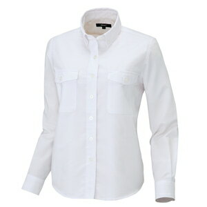 アイトス レディース長袖オックスボタンダウンシャツ（両ポケットフラップ付き） カラー：ホワイト サイズ：L （レディースオックスフォードシャ） ［7881ー001］