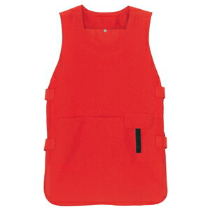 アイトス ベスト型ロングエプロン カラー：レッド サイズ：F （ベストガタエプロンロング） ［8083ー009］