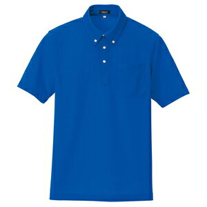 アイトス 吸汗速乾（クールコンフォート）半袖ボタンダウンポロシャツ（男女兼用） カラー：ブルー サイズ：3L （クールコンフォートBDハンポロ） ［10599ー006］
