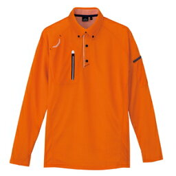 アイトス 長袖ボタンダウンポロシャツ（男女兼用） カラー：オレンジ サイズ：6L （ナガソデポロシャツ） ［10604ー163］