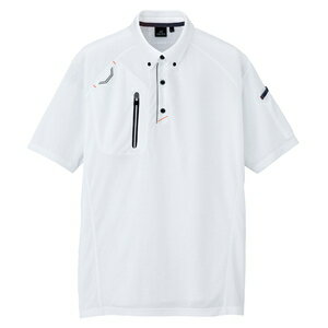 アイトス 半袖ボタンダウンポロシャツ（男女兼用） カラー：ホワイト サイズ：L （ハンソデポロシャツ） ［10605ー001］