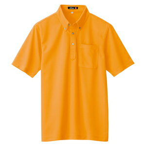アイトス 吸汗速乾（クールコンフォート）半袖ボタンダウンポロシャツ（男女兼用） カラー：オレンジ サイズ：M （クールコンフォートBDハンポロ） ［10599ー063］