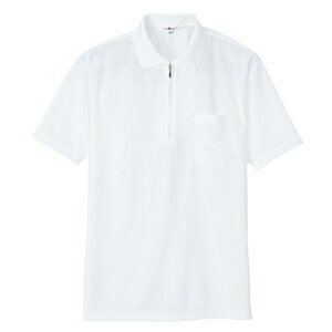 アイトス 吸汗速乾（クールコンフォート）半袖ジップポロシャツ（男女兼用） カラー：ホワイト サイズ：LL （キュウカンソッカンジップポロ） ［10581ー001］