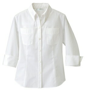アイトス レディース七分袖ボタンダウンシャツ カラー：ホワイト サイズ：4L （オープンカラーBD7ブソデシ） ［861204ー001］