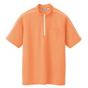 アイトス 半袖クイックドライジップシャツ（男女兼用） カラー：オレンジ サイズ：M （ZIPUPハンソデポロ） ［CL3000ー012］