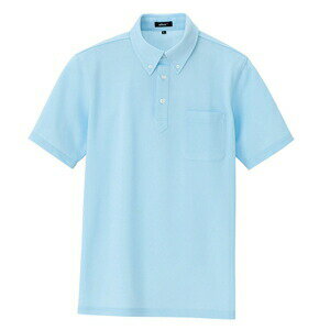 アイトス 半袖ボタンダウンポロシャツ（男女兼用） カラー：サックス サイズ：3L （ボタンダウンハンソ..