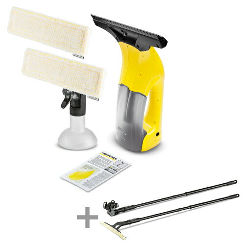 (純正アクセサリーまとめて購入) ケルヒャー 窓用バキュームクリーナー WV1プラス LR (ワイプパッド増量) + 窓用延長ポール 清掃機器 窓 扉 ガラス 鏡 車の窓 浴室 お風呂場 洗面所 アクリルパーティション 水滴とり 結露取り 拭き上げ ワンタッチ交換 充電式 ハンディのサムネイル