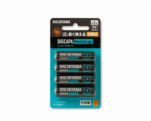 アイリスオーヤマ ビックキャパ リチャージ 単3形ニッケル水素電池 4本パック BCR-S3MH/4B