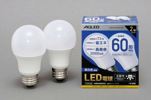 アイリスオーヤマ LED電球 E26 広配光 60形相当 昼白色 2個セット LDA7N-G-6T6-E2P