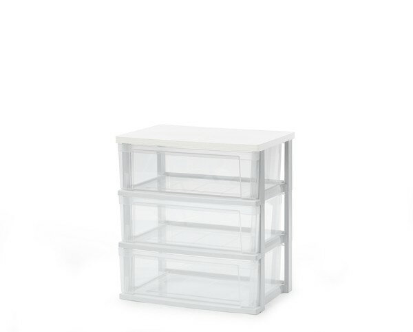 アイリスオーヤマ ウッドトップチェスト NSW-543WT ホワイト／クリア