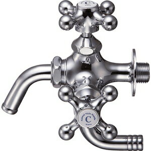 三栄水栓 万能二口横水栓（寒冷地用） JF12YK-13 三栄水栓製作所 SANEI 水道用品 排水用品 単水栓 二口水栓 ハンドル:PR211F 吐水口 :PY12J-64X-16 クロスハンドル仕様 逆止弁なし 呼び:13 寒冷地仕様 青銅製