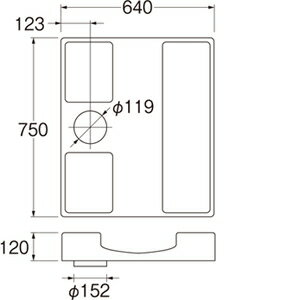 三栄水栓 洗濯機パン｜洗濯機用｜ H5412-750 三栄水栓製作所 SANEI 水道用品 排水用品 洗濯機用品 寸法:640×750mm 高さ120mm 穴径119mm 呼び径：750 耐荷重(4点):300kg アイボリーホワイト ポリプロピレン、ABS樹脂製 かさ上げタイプ 3