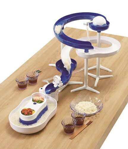 【あす楽対象商品】流しそうめん 屋外OK 電池式 流麺 スライダー ウォータースライダー ダブルスクリュー 全長220cm　LD-313 パーティグッズ アウトドア 室内 清涼感 電池 流しそうめん機 ホワイト そうめん流し器 リバティコーポレーションのサムネイル