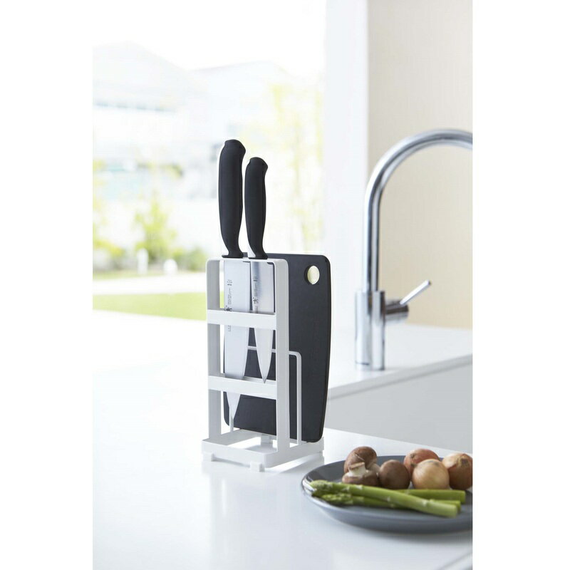 山崎実業 包丁＆まな板スタンド プレート ホワイト 2436