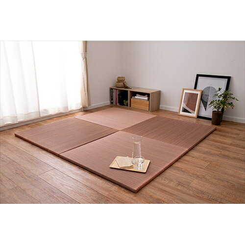 萩原 軽量 置き畳 綾川 同色12枚セット 82×82×2.5cm レッド