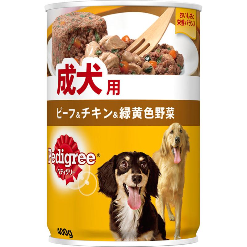 【セット販売】 ペディグリー缶 成犬用 ビーフ&チキン&緑黄色野菜 400g (×6セット) マースジャパンリミテッド