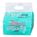 【セット販売】 クリーンワン うるおいウェットティッシュ 80枚×6個 (×4セット) シーズイシハラ