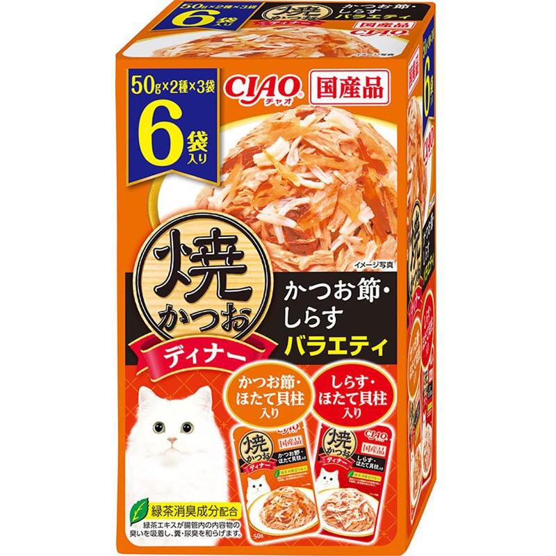 【ケース販売】 いなば 焼かつおディナー6袋かつお節しらすV 猫 ウェット 全ステージ 1箱(1袋50g×6袋入)×16箱セット