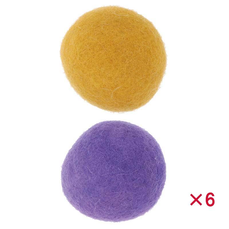 【セット販売】 ペティオ ウールボール イエロー／パープル (×6セット)