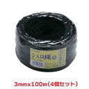 タカショー 『4個セット価格』 棕梠縄エコランド 3mmX100m 黒 しゅろ縄 誘引 結束 天然素材