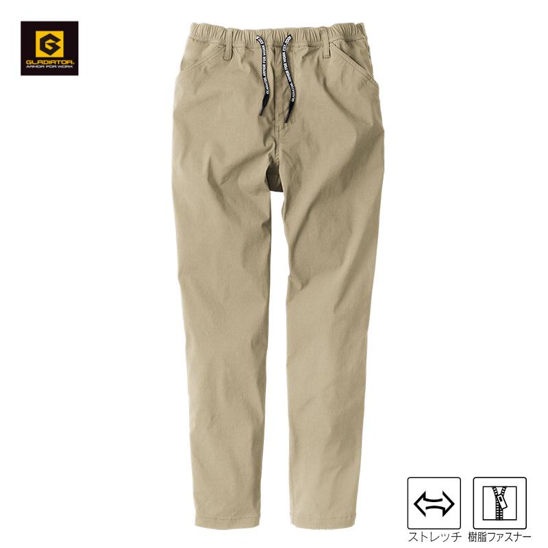 コーコス ストレッチ ライトテーパードパンツ G-2014 カーキ XL グラディエーター 作業服
