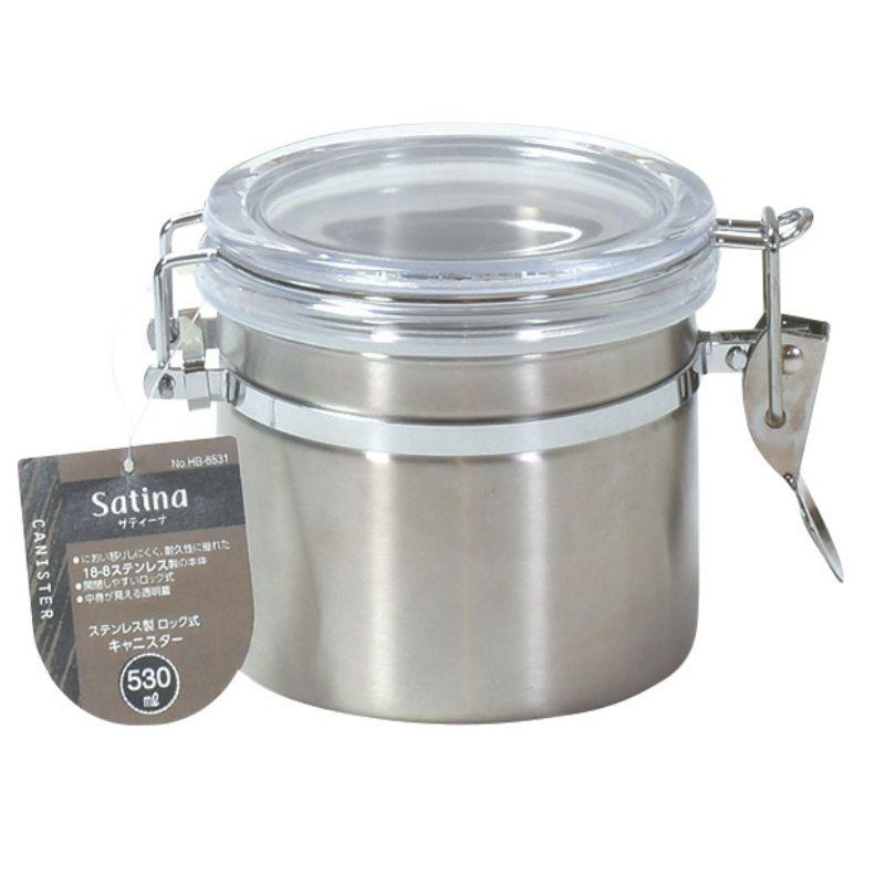 パール金属 サティーナ ステンレス製 ロック式キャニスター530ml HB-6531