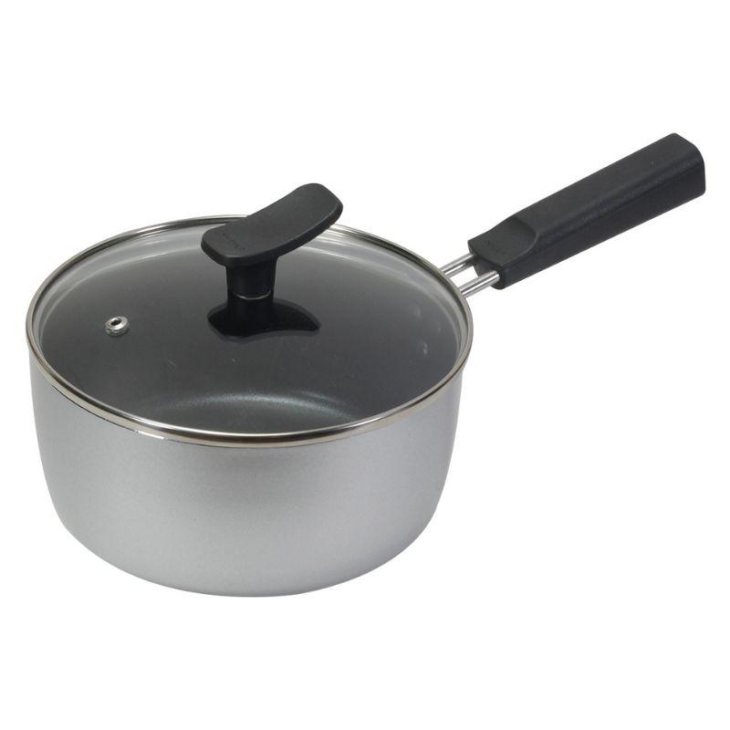 パール金属 チーノ ふっ素加工IH対応 ガラス蓋付片手鍋 18cm HB-6561