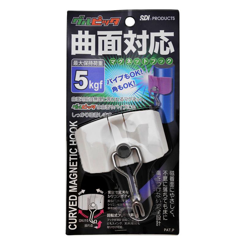 曲面対応マグネットフック グルピッタ ホワイト エスディアイ (WKM-W)