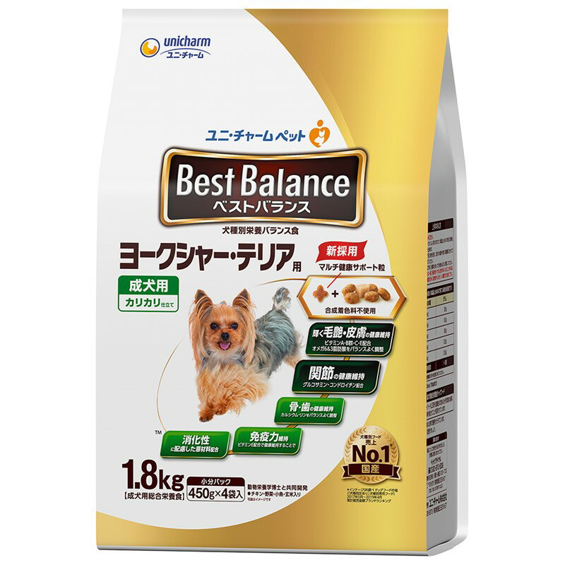 ユニチャーム 犬 ドライ ベストバランス カリカリ仕立て ヨークシャー・テリア用 1.8kg ペット用品