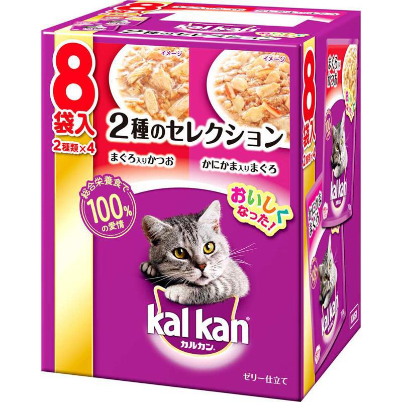 マースジャパンリミテッド 猫 ウェット カルカンパウチ まぐろかつお＋かにかま入りまぐろ 70g×8袋 ペット用品