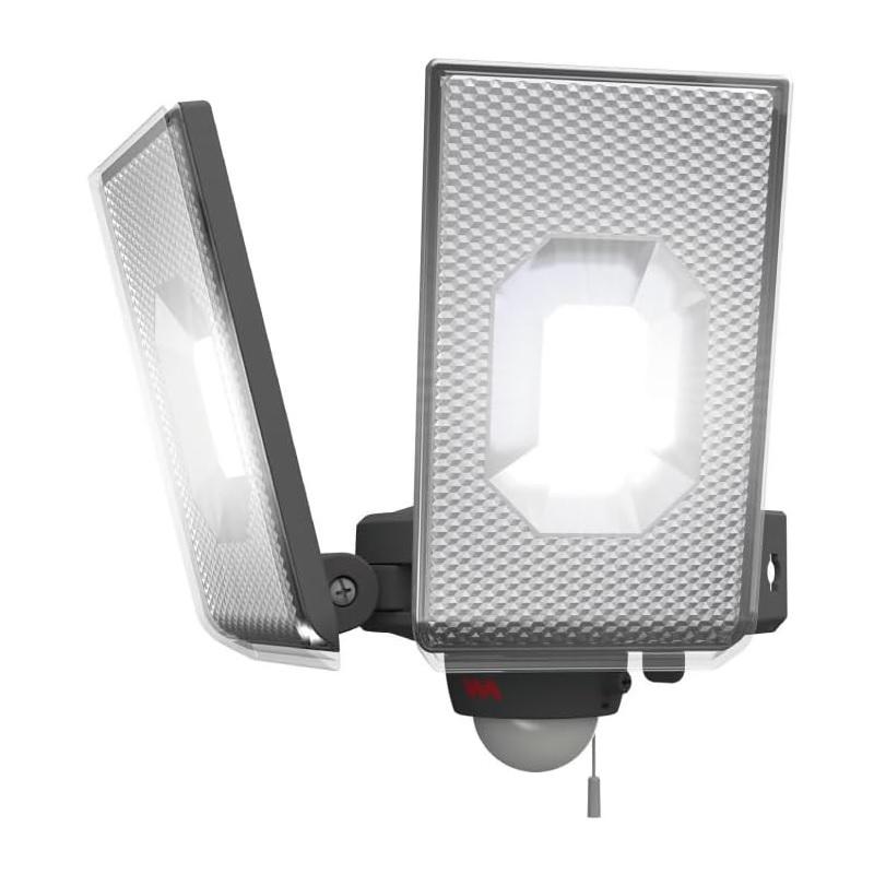 【即納在庫品】センサーライト 12.5W×2灯スライド型 LEDセンサーライト コンセント式 屋外 防水 人感センサー 調光・調色機能 常夜灯 投光器 フラッシュ発光 高輝度2500ルーメン LED-AC2050 ムサシ MUSASHI