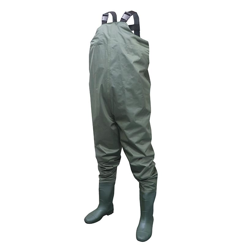 福徳産業 ナイロン胴付きウエダー グリーン 27.0cm #8972-27.0 長靴 胴付 防水