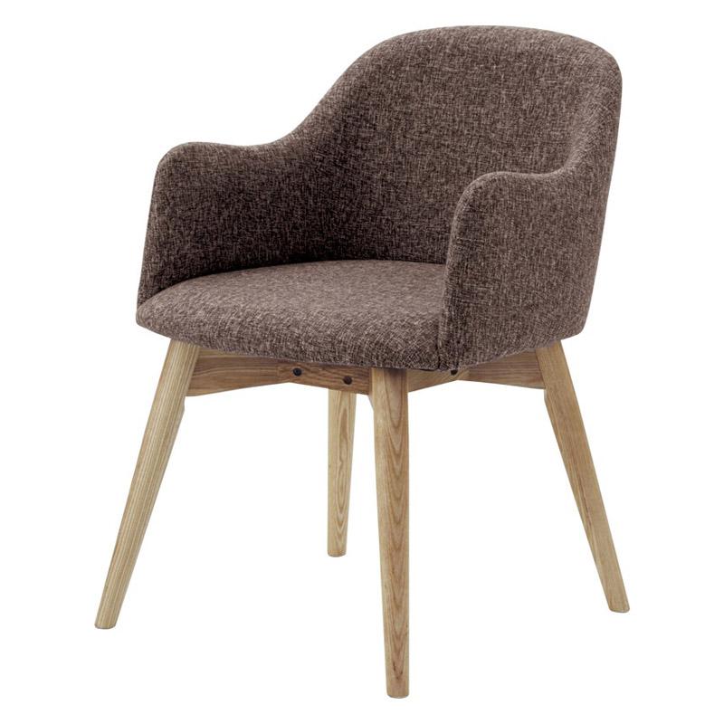 チェア ダイニングチェア 椅子 イス デスクチェア 北欧 おしゃれ 肘付き 布 ファブリック完成品 W50×D55×H73 ブラウン カラメリ チェア KRM-010BR 東谷 azumaya