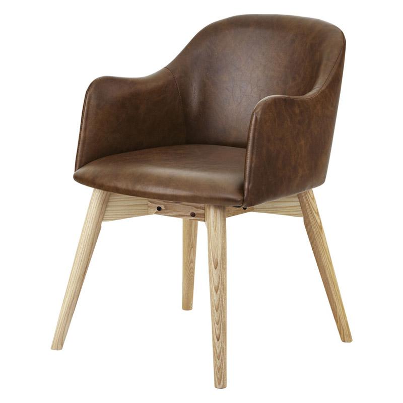 チェア ダイニングチェア 椅子 イス デスクチェア おしゃれ ソフトレザー完成品 W50×D55×H73 ブラウン カラメリ チェア KRM-010DB 東谷 azumaya