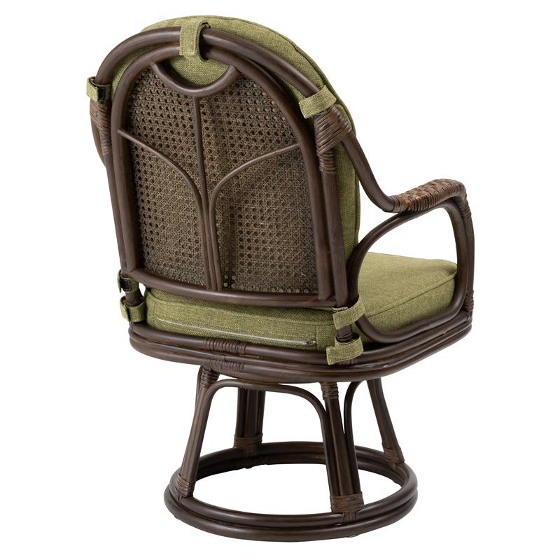 ラタンチェア チェア 椅子 回転 ファブリックチェア おしゃれ 肘掛け パーソナルチェア ラタン おしゃれ チェアー 1人掛け アジアン 籐 天然素材 東谷 ラタン回転チェア グリーン NRS-440GR [2]