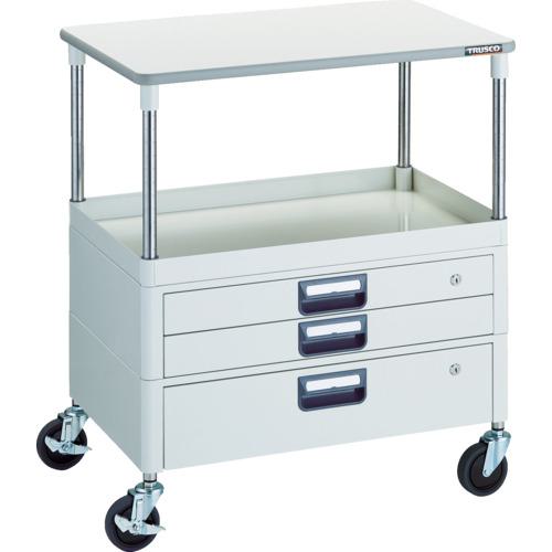 ■TRUSCO ツールワゴン フェニックスワゴン 省音 750X500 H880 引出付 天板付 ホワイト〔品番:PEW971VXTW〕【1146156:0】[直送DS][店頭受取不可]