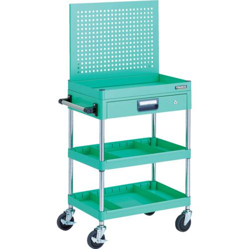 ■TRUSCO ツールワゴン フェニックスワゴン 省音 600X400 仕切2段付 引出付 上部パンチングパネル仕様 ヤンググリーン〔品番:PEWP963ZS2YG〕【1163440:0】[直送DS][店頭受取不可]