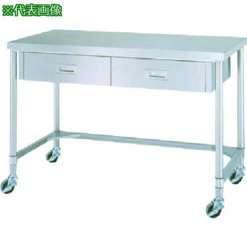 ■シンコー ステンレス(SUS430)作業台片面引出付三方枠キャスター付 φ75ウレタン車 1200×600×800〔品番:WDTC12060U75〕【1234949:0】[法人・事業所限定][外直送元][店頭受取不可]